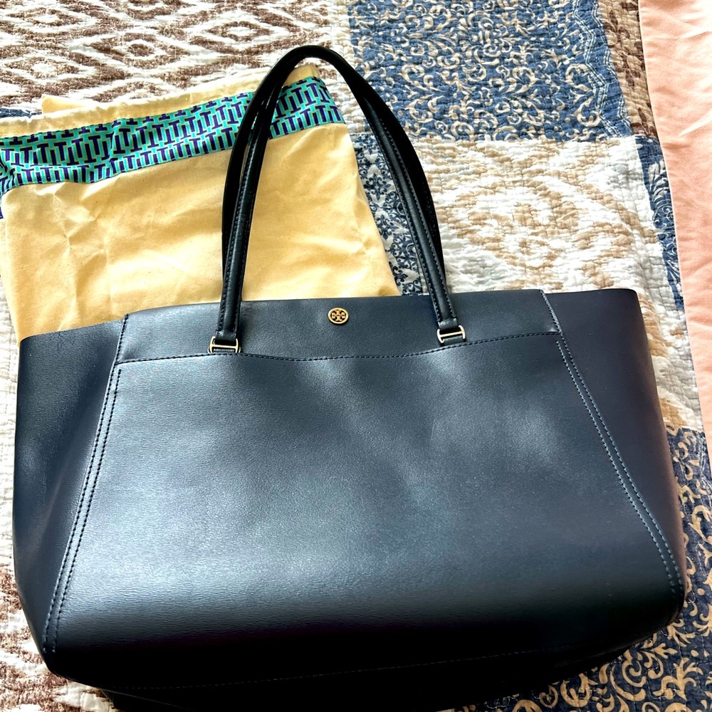 Like New Tory Burch Navy Tote Bag